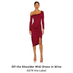 Off the shoulder Midi dress wine color ASTR the Label